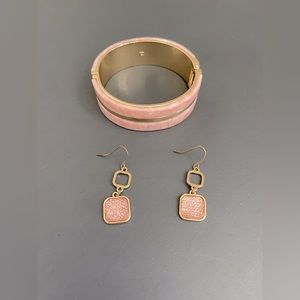 WHBM matching set of pink/gold bracelet and earrings.